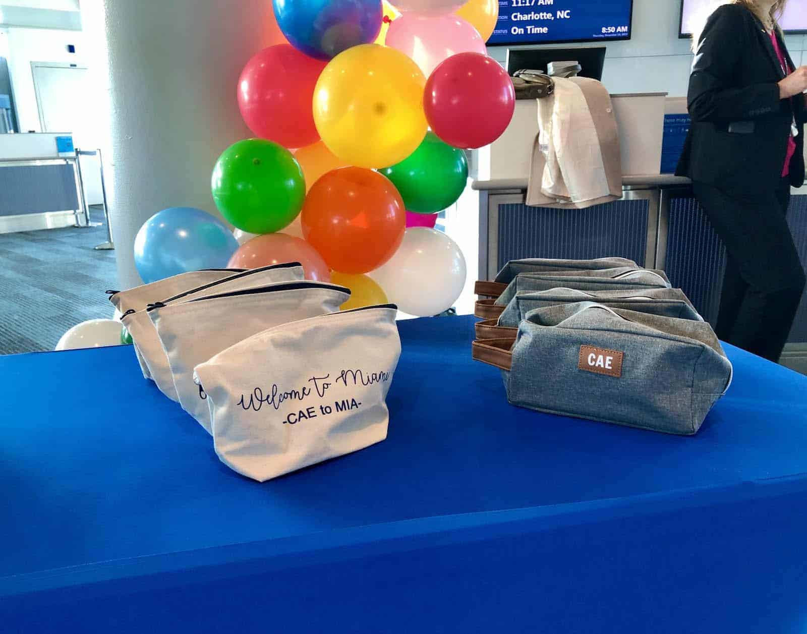 CAE airport to MIA route launch swag bags