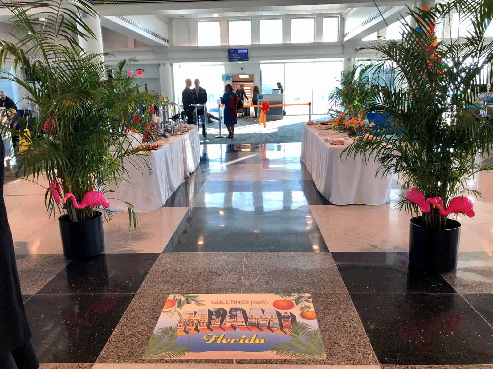 CAE Airport to Miami route launch event decorations