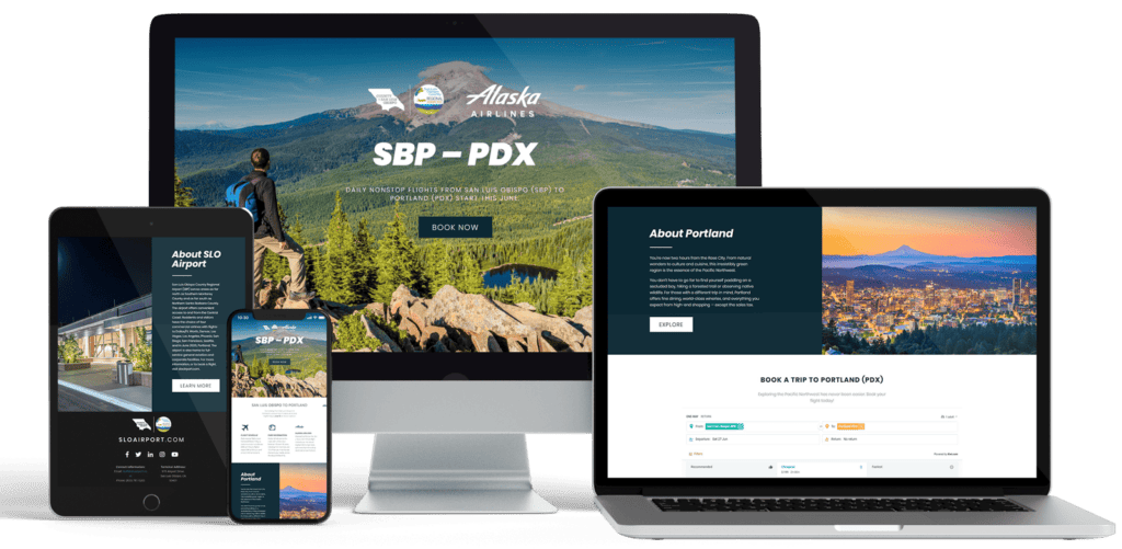 SBP to PDX Airport route marketing landing page development