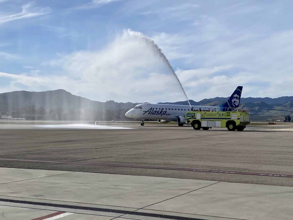 Alaska Airlines Water Cannon Salute at SBP Airport