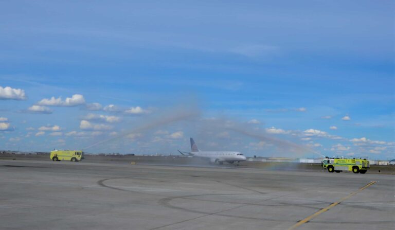 Water cannon salute at PSC Airport