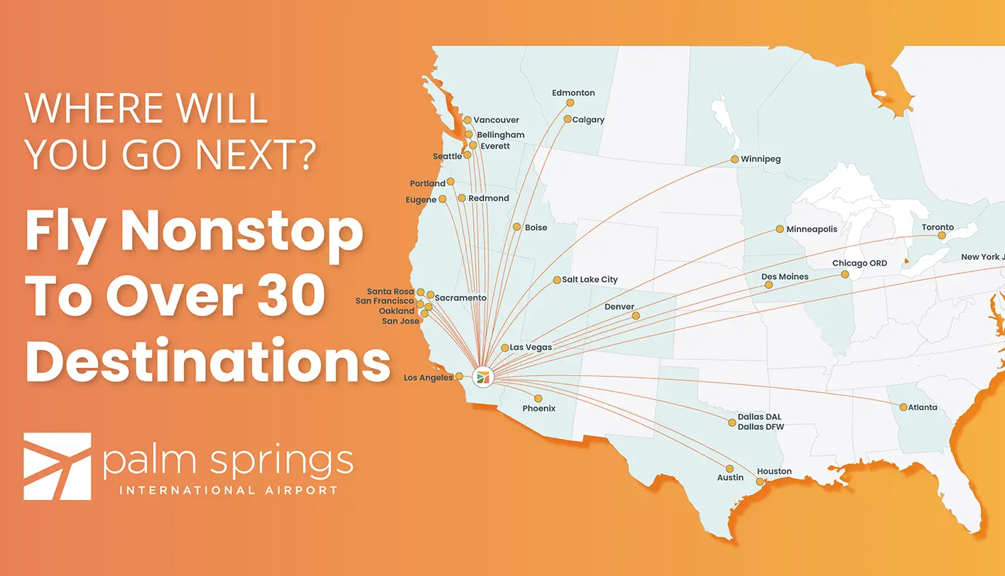 Palm Springs International Airport nonstops map
