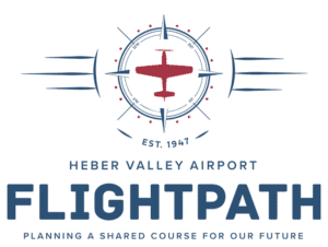 Heber Valley Airport Flightpath logo with tagline planning a shared course for our future