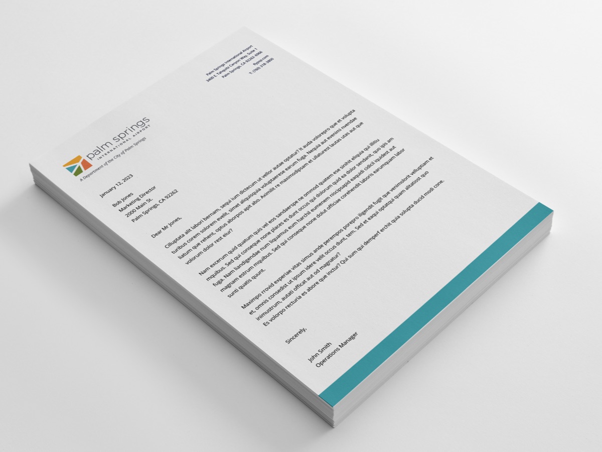 Palm Springs International Airport letterhead