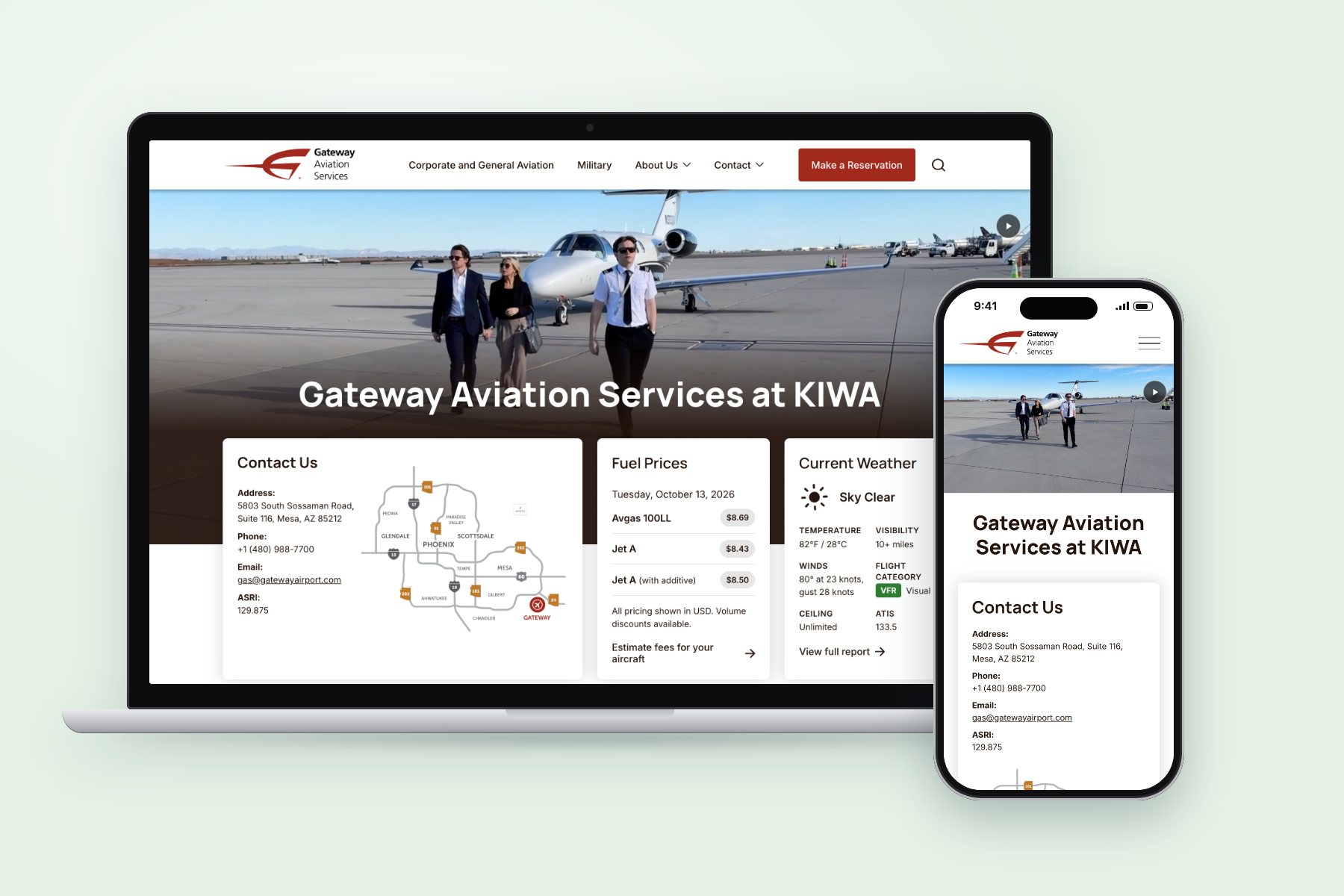 The gatewayfbo.com website on a laptop and phone